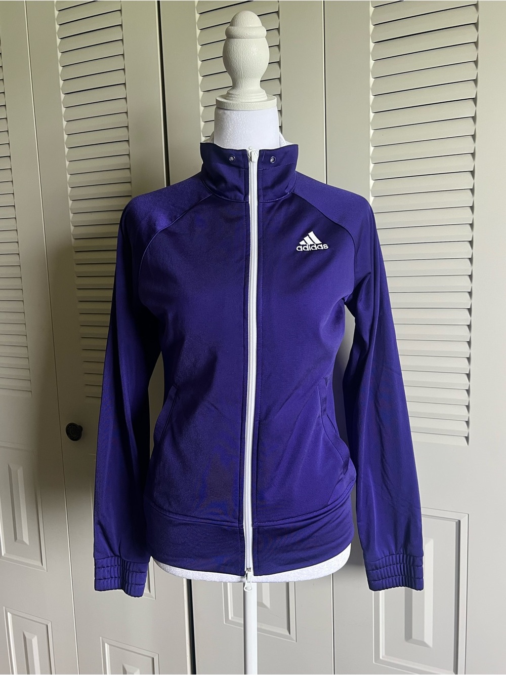 Adidas Purple Full-Zip Bomber Jacket - Size XS